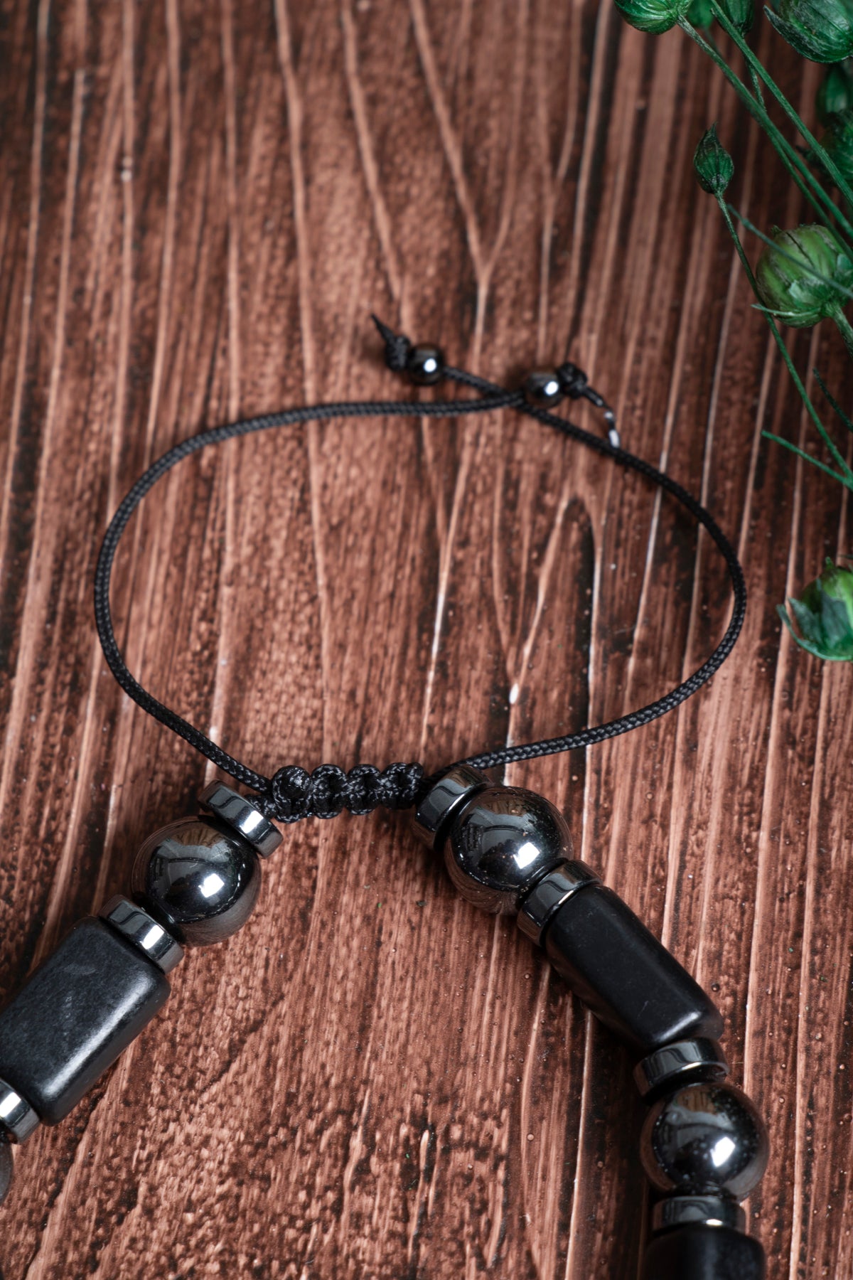 Image of Sertifikalı Shungite Hematit Doğal Taş Makrome Bileklik