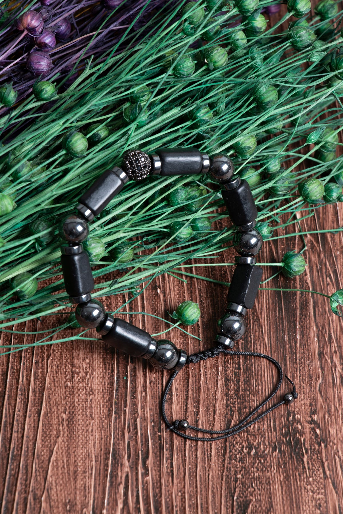 Image of Sertifikalı Shungite Hematit Doğal Taş Makrome Bileklik