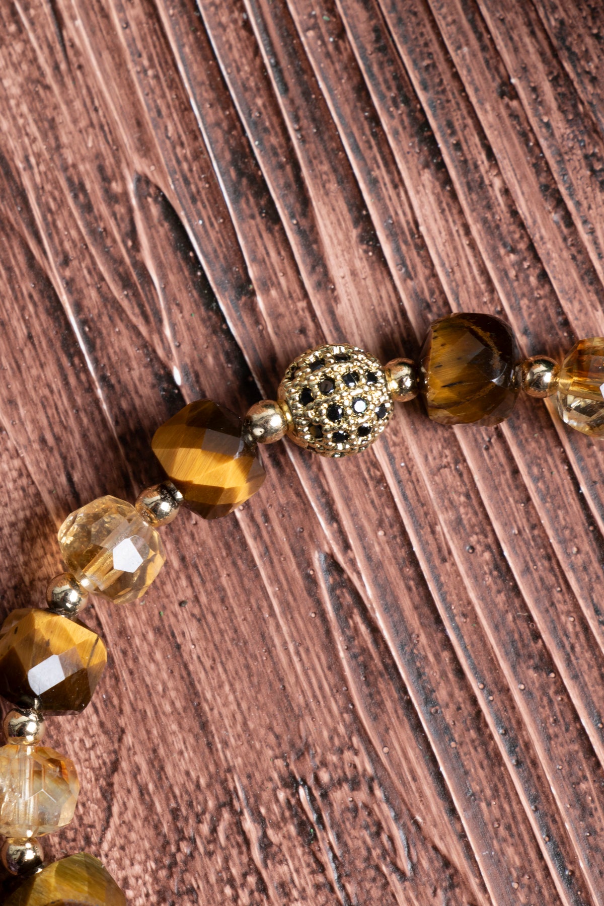 Image of Sertifikalı Kaplan Gözü Fasetli Sitrin Zirkon Aparatlı Doğal Taş Bileklik