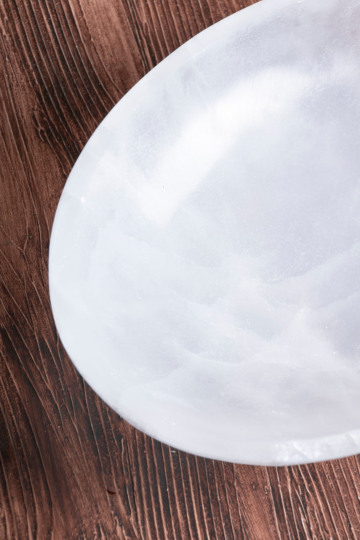 Image of Sertifikalı Selenit Doğal Taş Kolye - Bileklik Enerji İstasyonu (Selenit Elips Tabak no.7) S.K: 0085