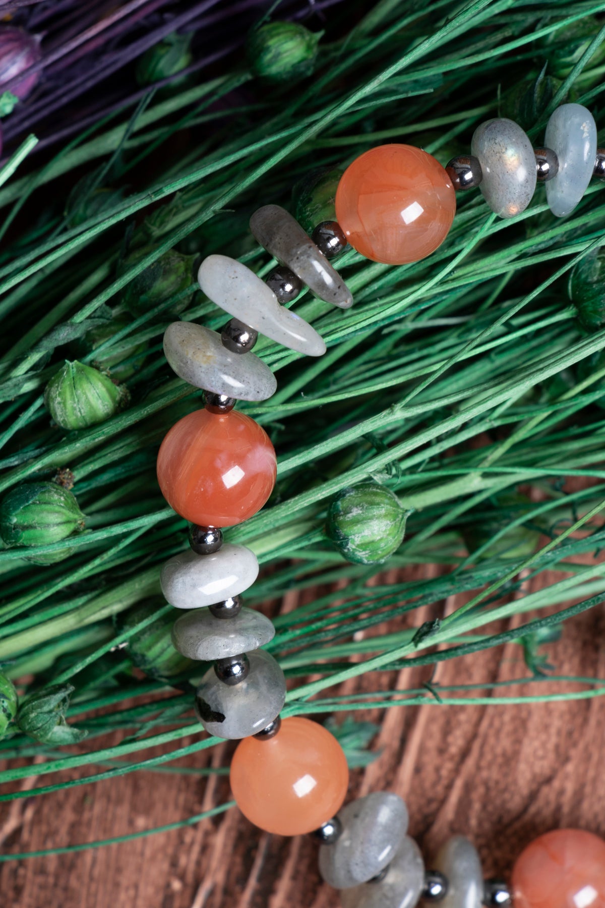 Image of Sertifikalı Labrodorite Yemen Akiği Doğal Taş Bileklik