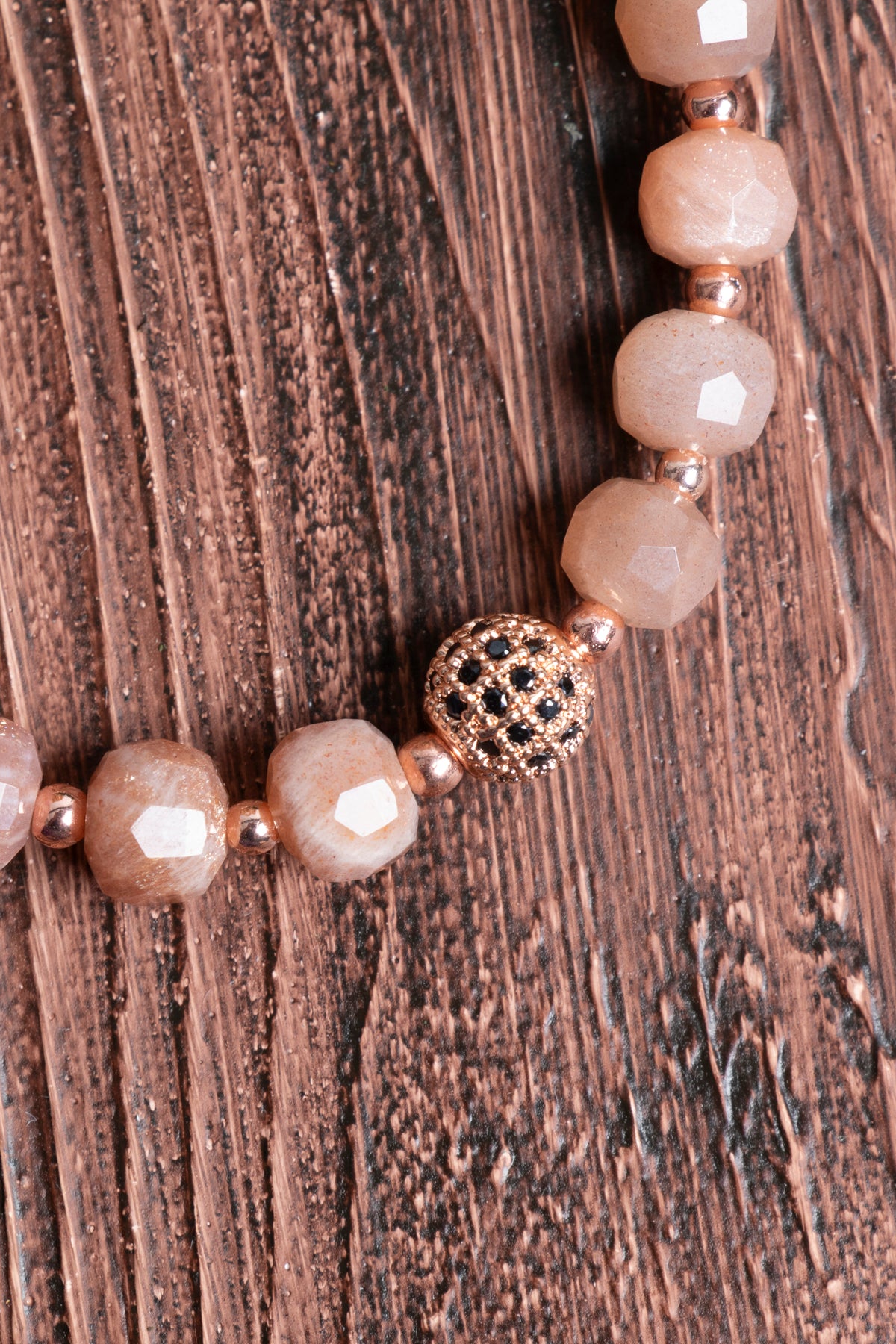 Image of Sertifikalı Güneş Taşı Hematit Zirkon Aparatlı Doğal Taş Bileklik