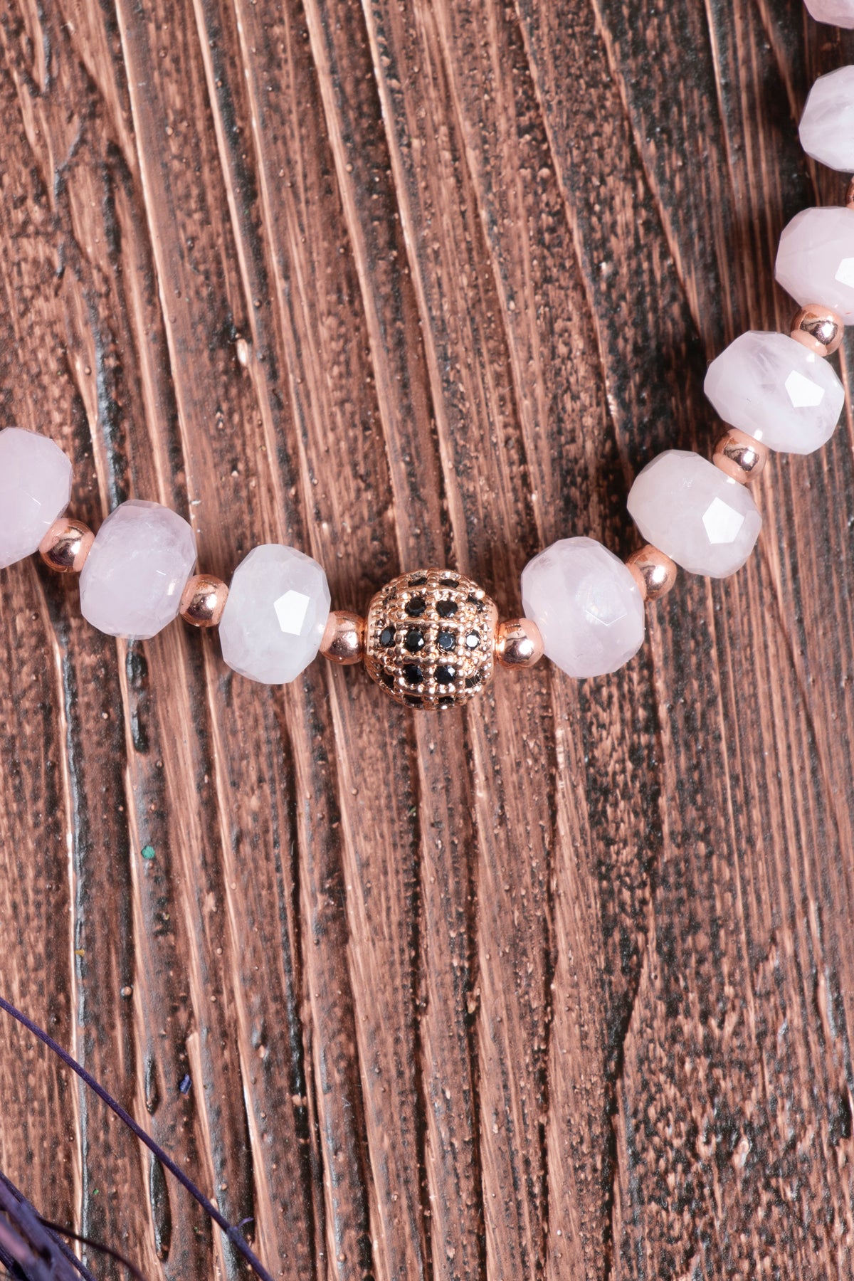 Image of Sertifikalı Pembe Kuvars Hematit Doğal Taş Zirkon Aparatlı Bileklik