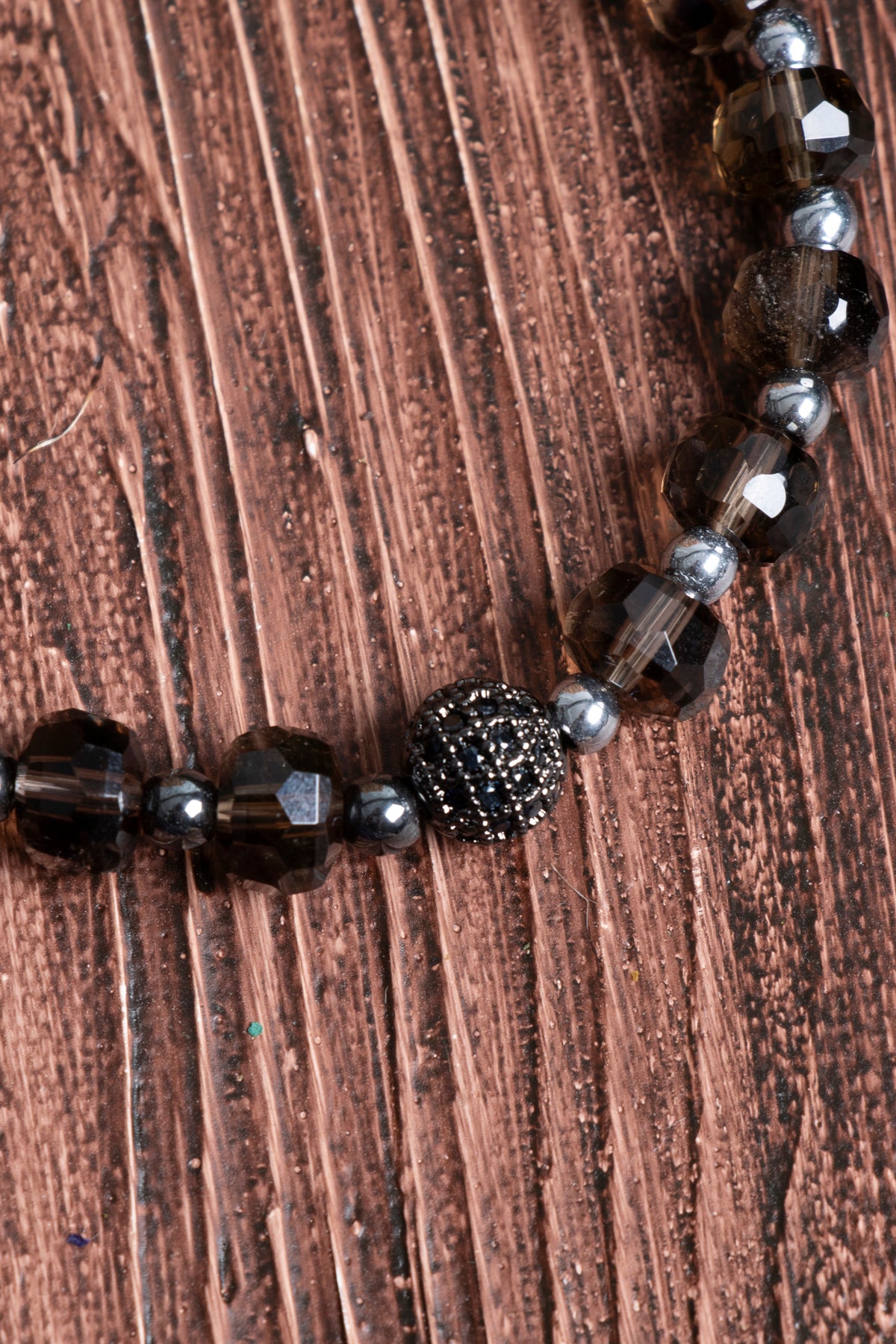 Image of Sertifikalı Dumanlı Kuvars Hematit Doğal Taş Zirkon Aparatlı Bileklik