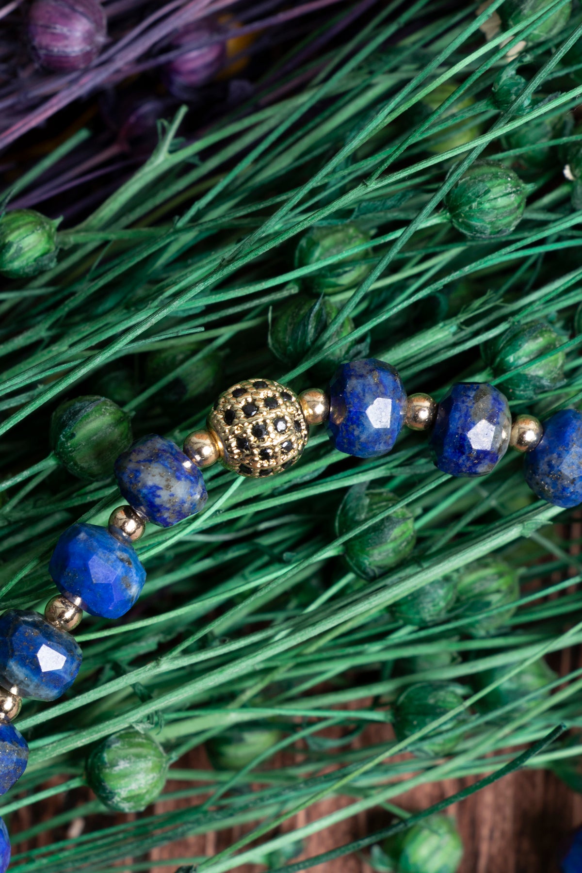 Sertifikalı Lapis Lazuli (Fasetli) Zirkon aparatlı Doğal Taş Bileklik