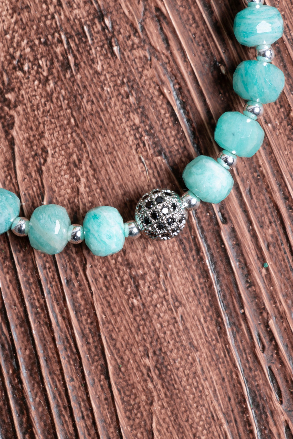 Image of Sertifikalı Amazonit (fasetli) Hematit Doğal Taş Zirkon Aparatlı Bileklik