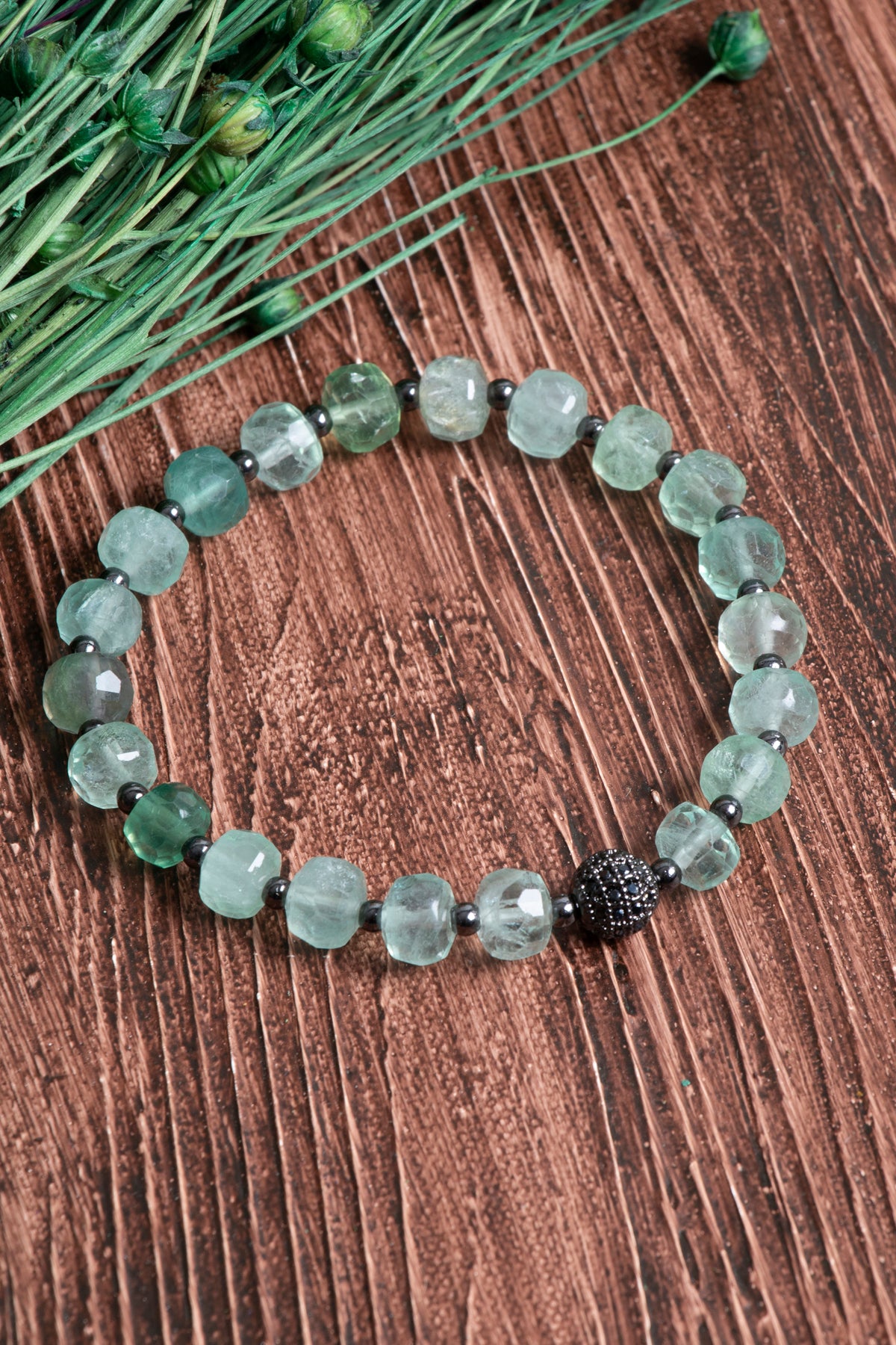 Image of Sertifikalı Florit (fasetli) Hematit Doğal Taş Bileklik