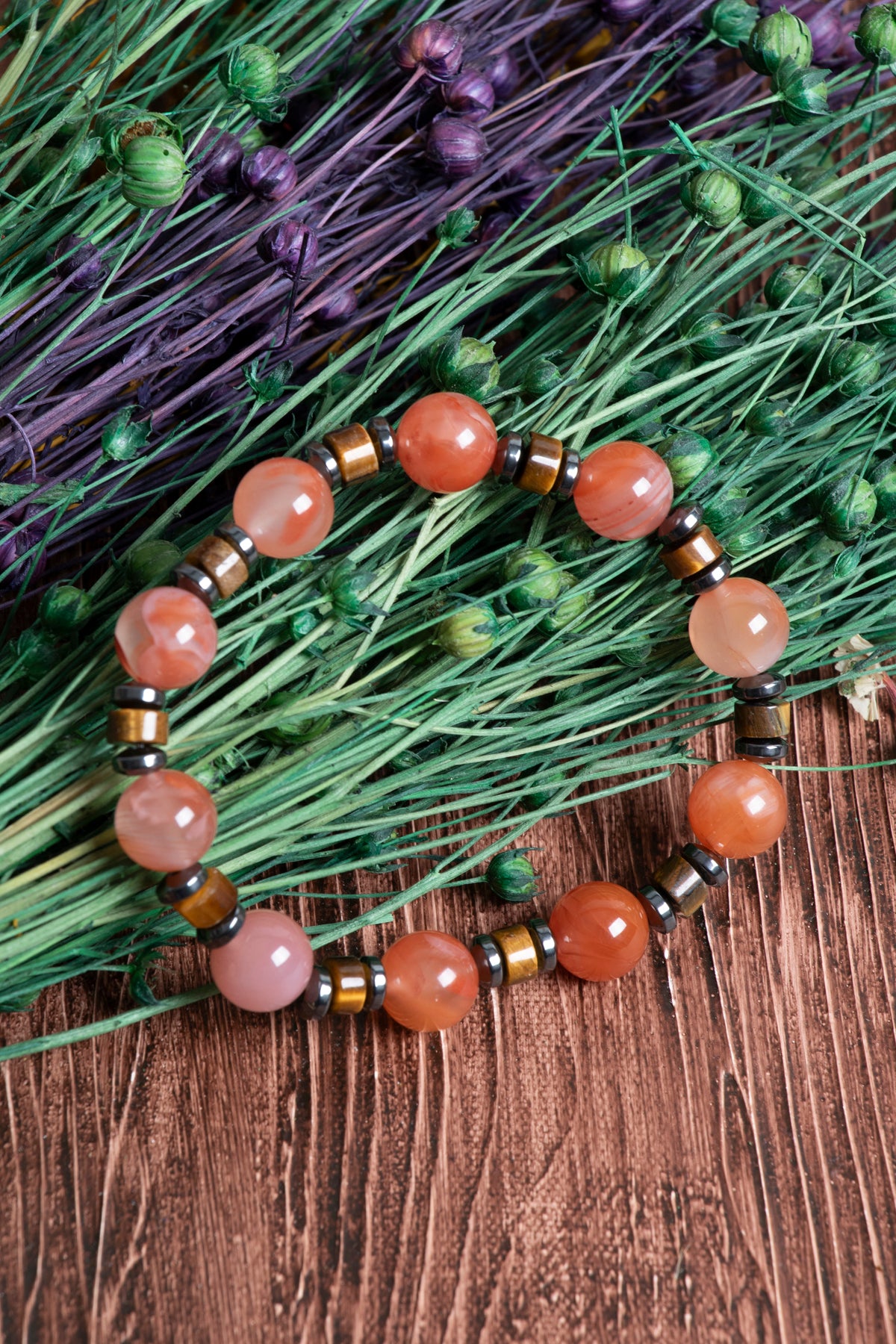 Image of Sertifikalı Hakiki Yemen Akiği (10 mm) Kaplan Gözü Hematit Doğal Taş Bileklik