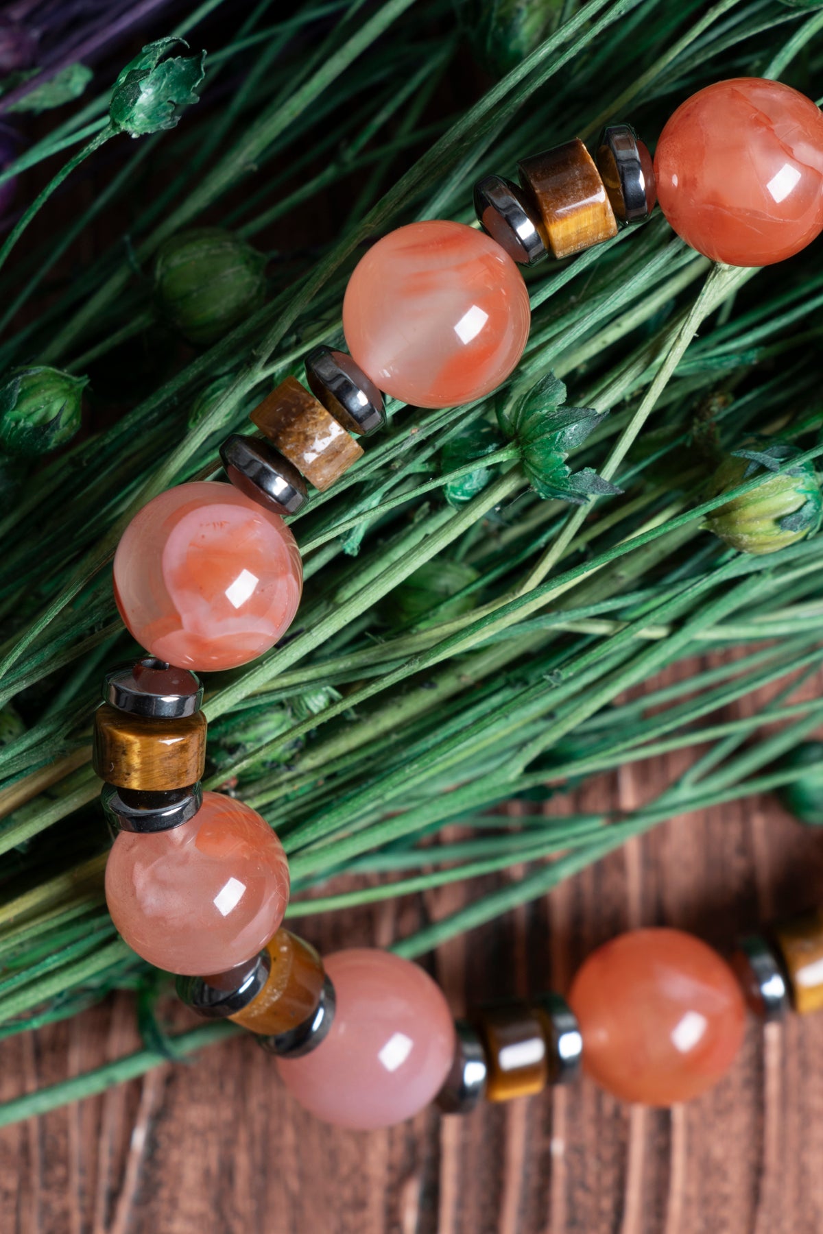 Image of Sertifikalı Hakiki Yemen Akiği (10 mm) Kaplan Gözü Hematit Doğal Taş Bileklik