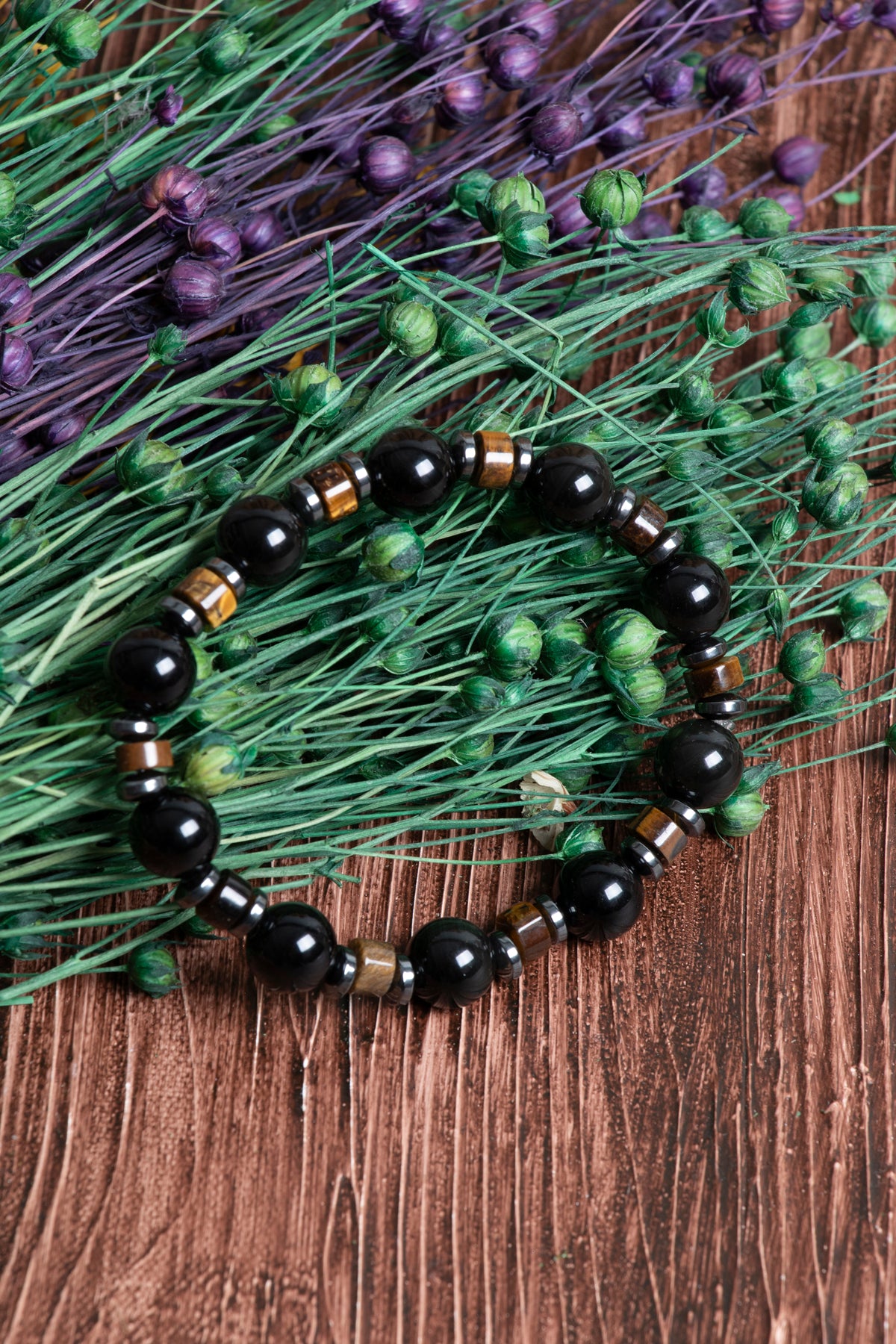 Image of Sertifikalı Kaplan Gözü Hematit Obsidyen Doğal Taş Bileklik