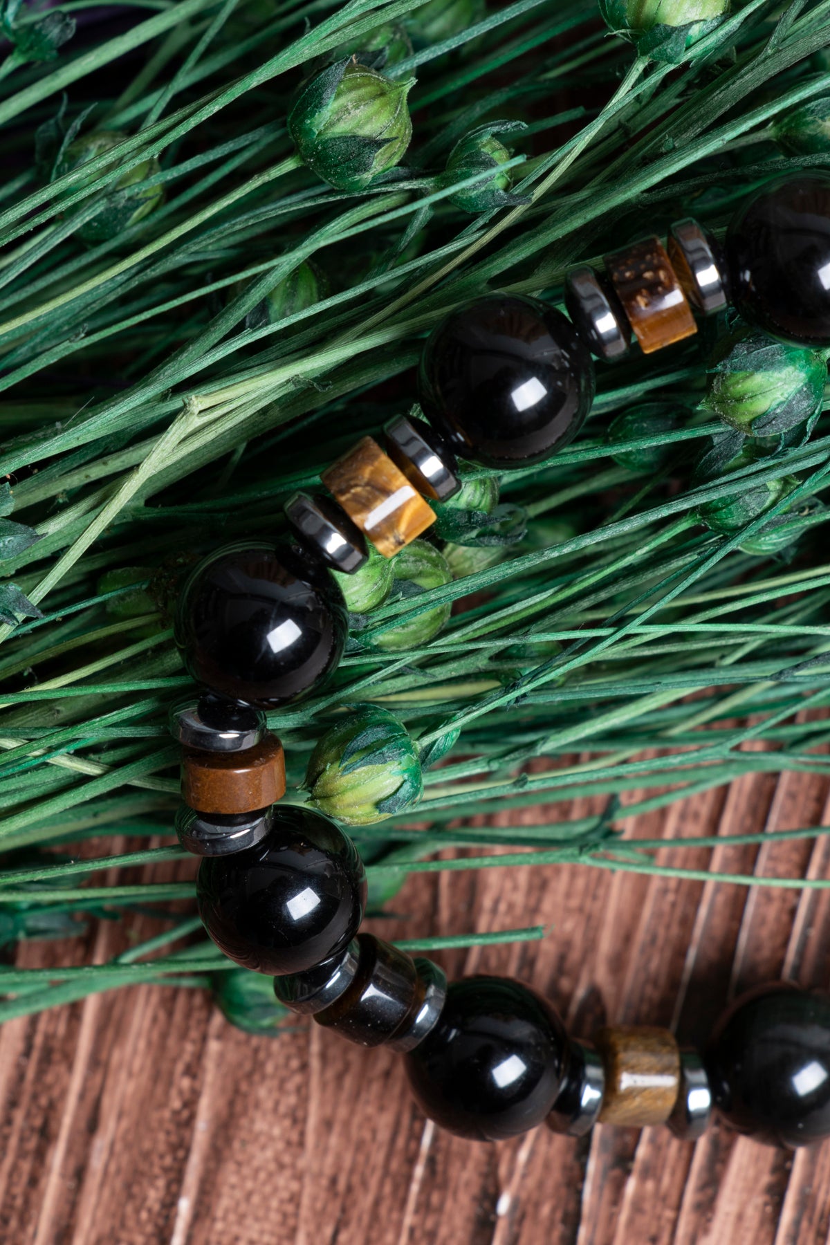 Image of Sertifikalı Kaplan Gözü Hematit Obsidyen Doğal Taş Bileklik