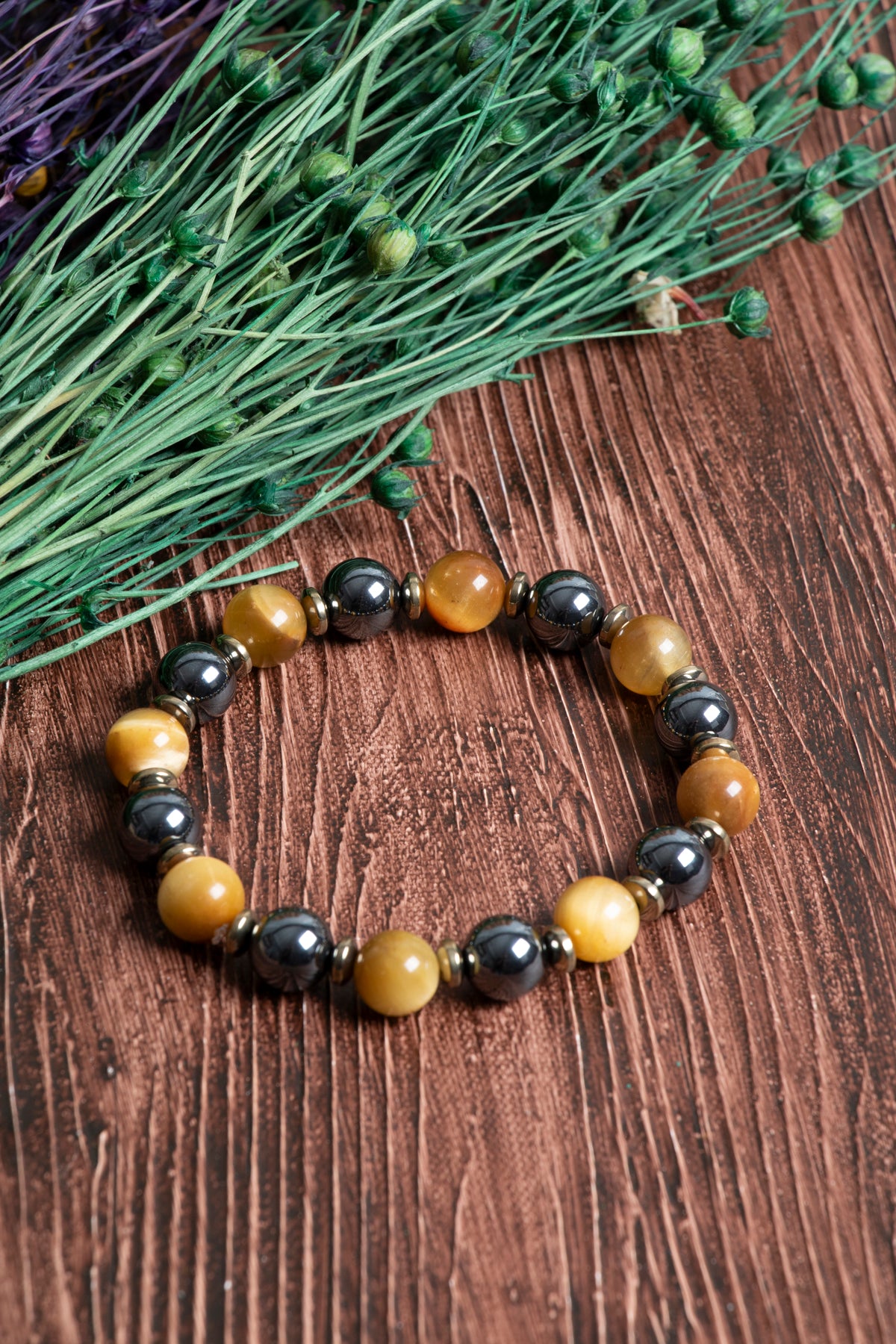 Image of Sertifikalı Hematit Kaplan Gözü Doğal Taş Bileklik