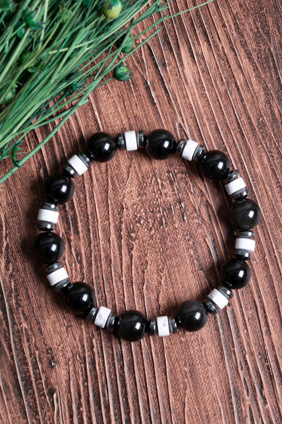 Image of Sertifikalı Obsidyen Hematit Havlit Doğal Taş Bileklik