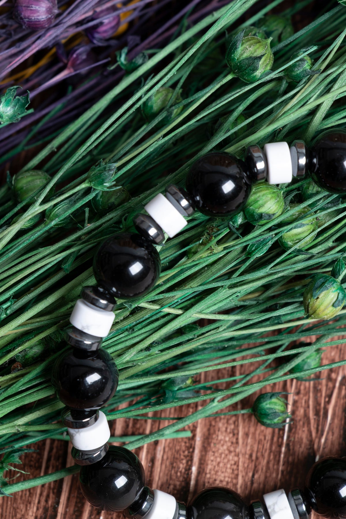 Image of Sertifikalı Obsidyen Hematit Havlit Doğal Taş Bileklik