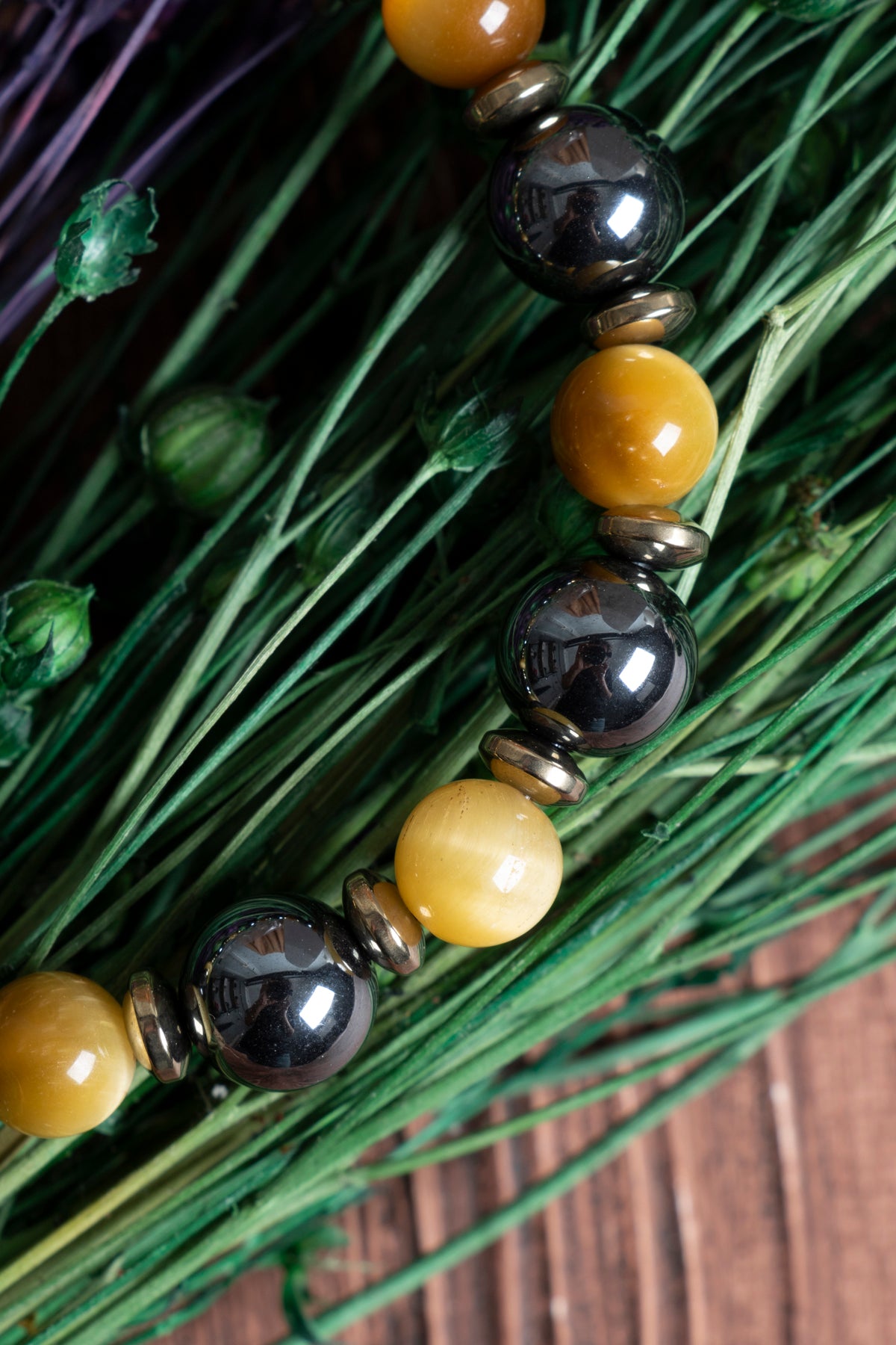 Image of Sertifikalı Hematit Kaplan Gözü Doğal Taş Bileklik