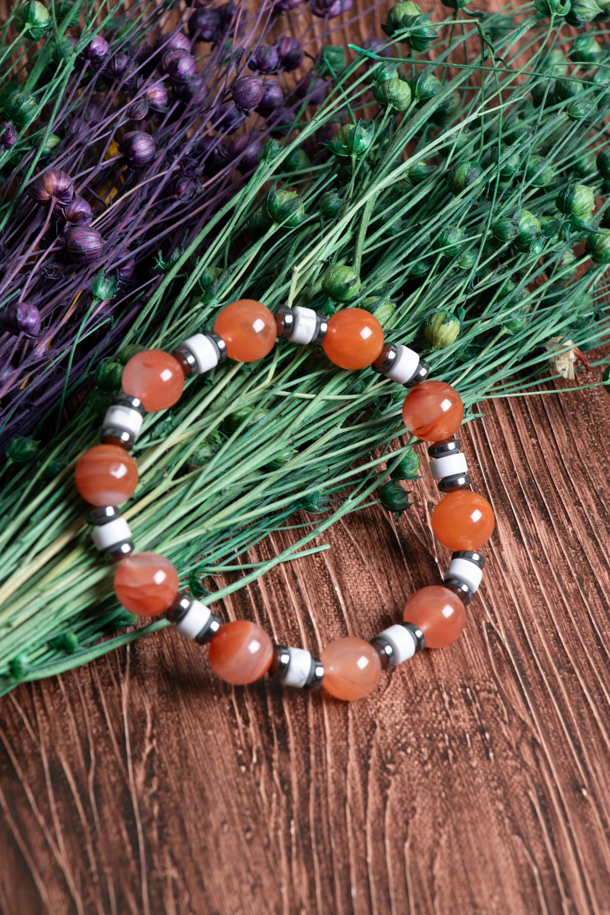 Image of Sertifikalı Yemen Akiği Havlit Hematit Doğal Taş Bileklik