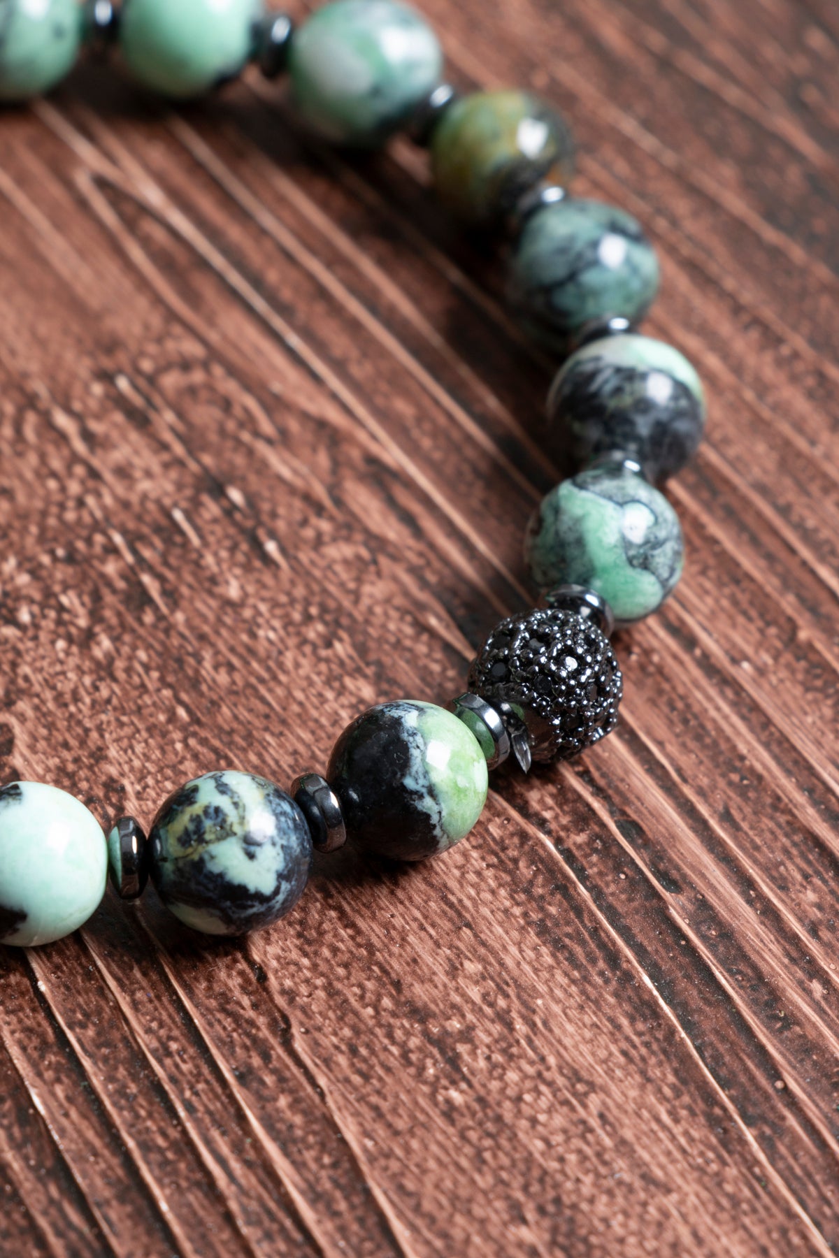 Image of Sertifikalı İspanyol Varisit Hematit Doğal Taş Zirkon Aparatlı Bileklik