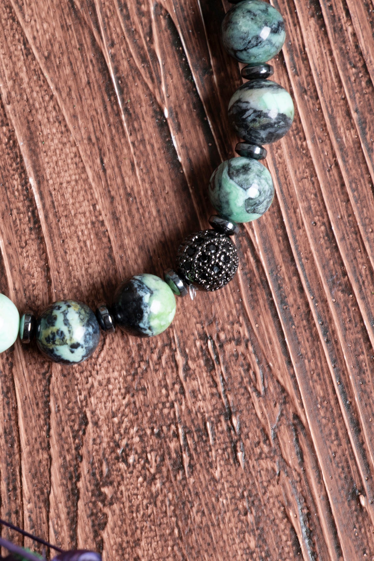 Image of Sertifikalı İspanyol Varisit Hematit Doğal Taş Zirkon Aparatlı Bileklik