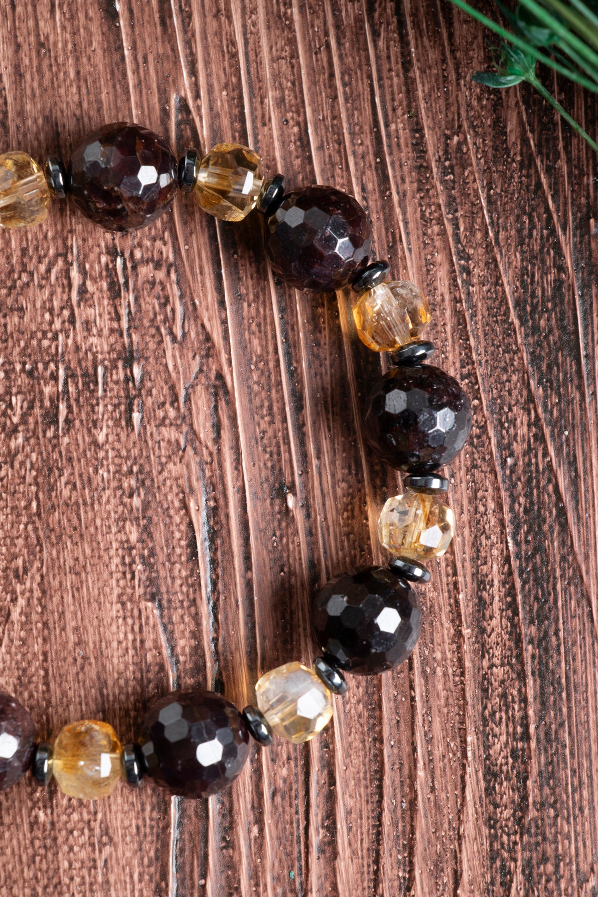 Image of Sertifikalı Lal (granat ) 10 mm Sitrin (8 mm) Fasetli Doğal Taş Bileklik