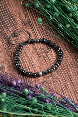 Image of Sertifikalı Obsidyen Hematit Doğal Taş Bileklik