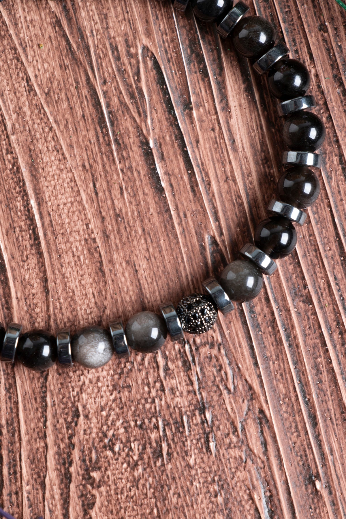 Image of Sertifikalı Obsidyen Hematit Doğal Taş Bileklik