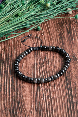 Image of Sertifikalı Obsidyen Hematit Doğal Taş Bileklik