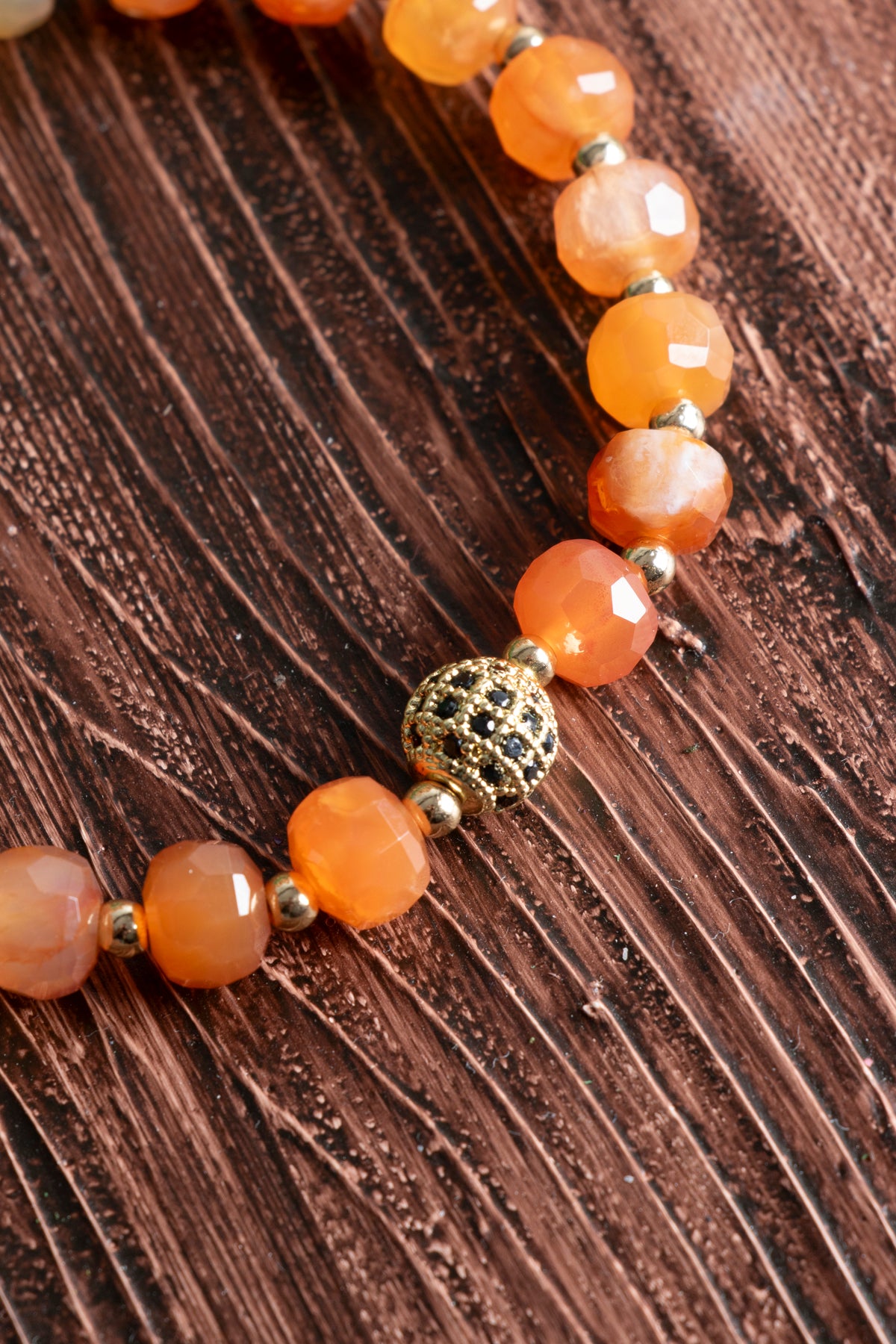 Image of Sertifikalı Karnelyan Akik (fasetli) Doğal Taş Bileklik