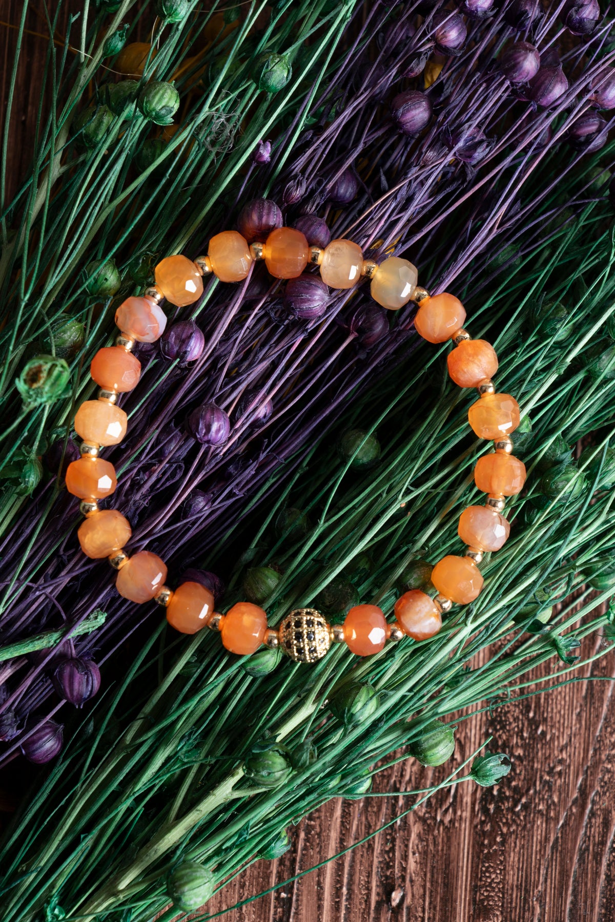 Image of Sertifikalı Karnelyan Akik (fasetli) Doğal Taş Bileklik