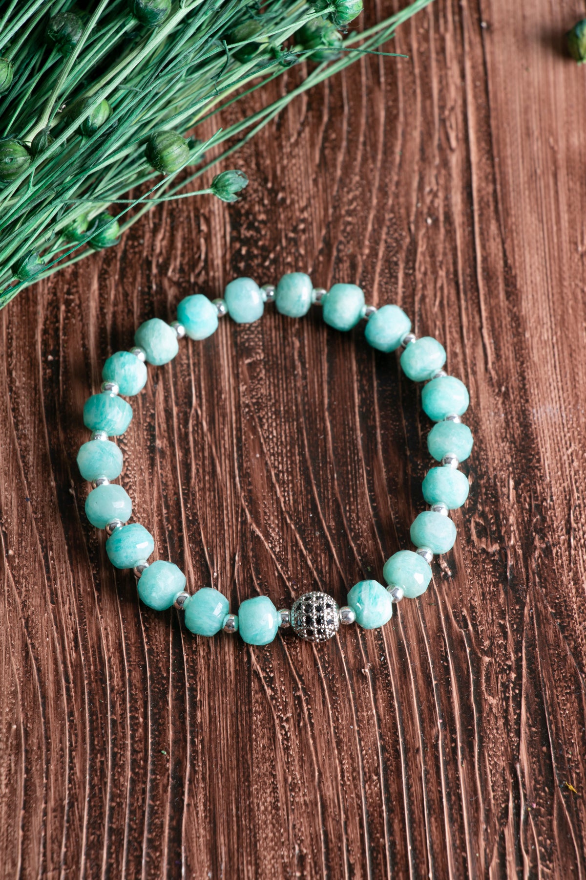 Image of Sertifikalı Amazonit Hematit (fasetli) Doğal Taş Bileklik