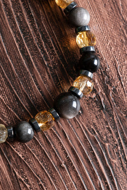 Image of Sertifikalı Obsidyen Sitrin (fasetli) Doğal Taş Bileklik