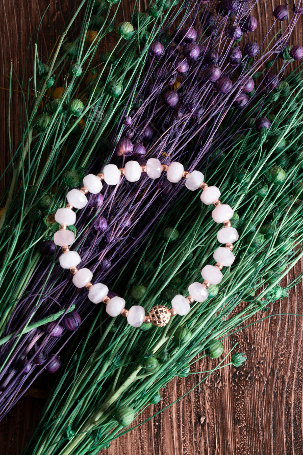 Image of Sertifikalı Pembe Kuvars (fasetli) Doğal Taş Bileklik