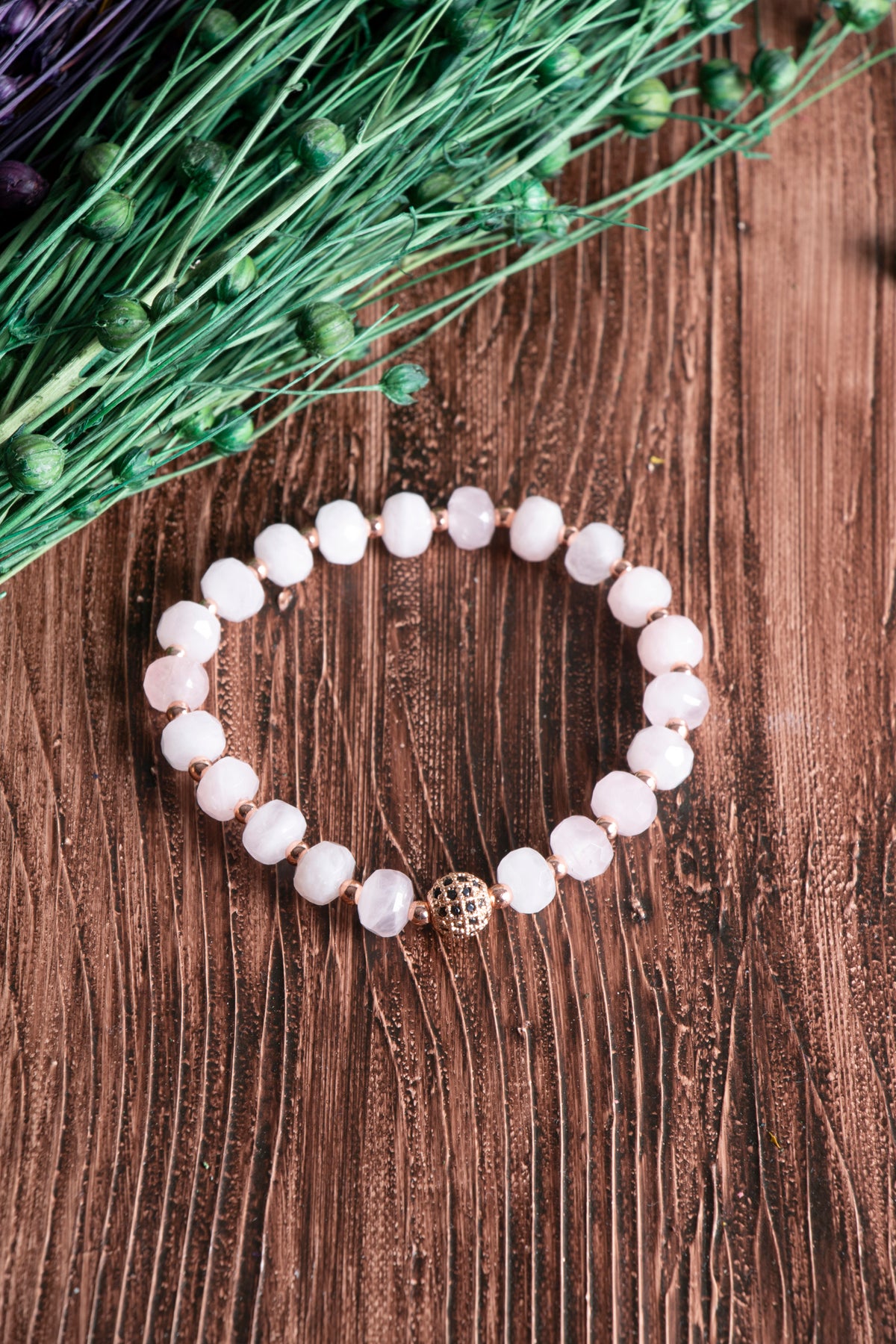 Image of Sertifikalı Pembe Kuvars (fasetli) Doğal Taş Bileklik