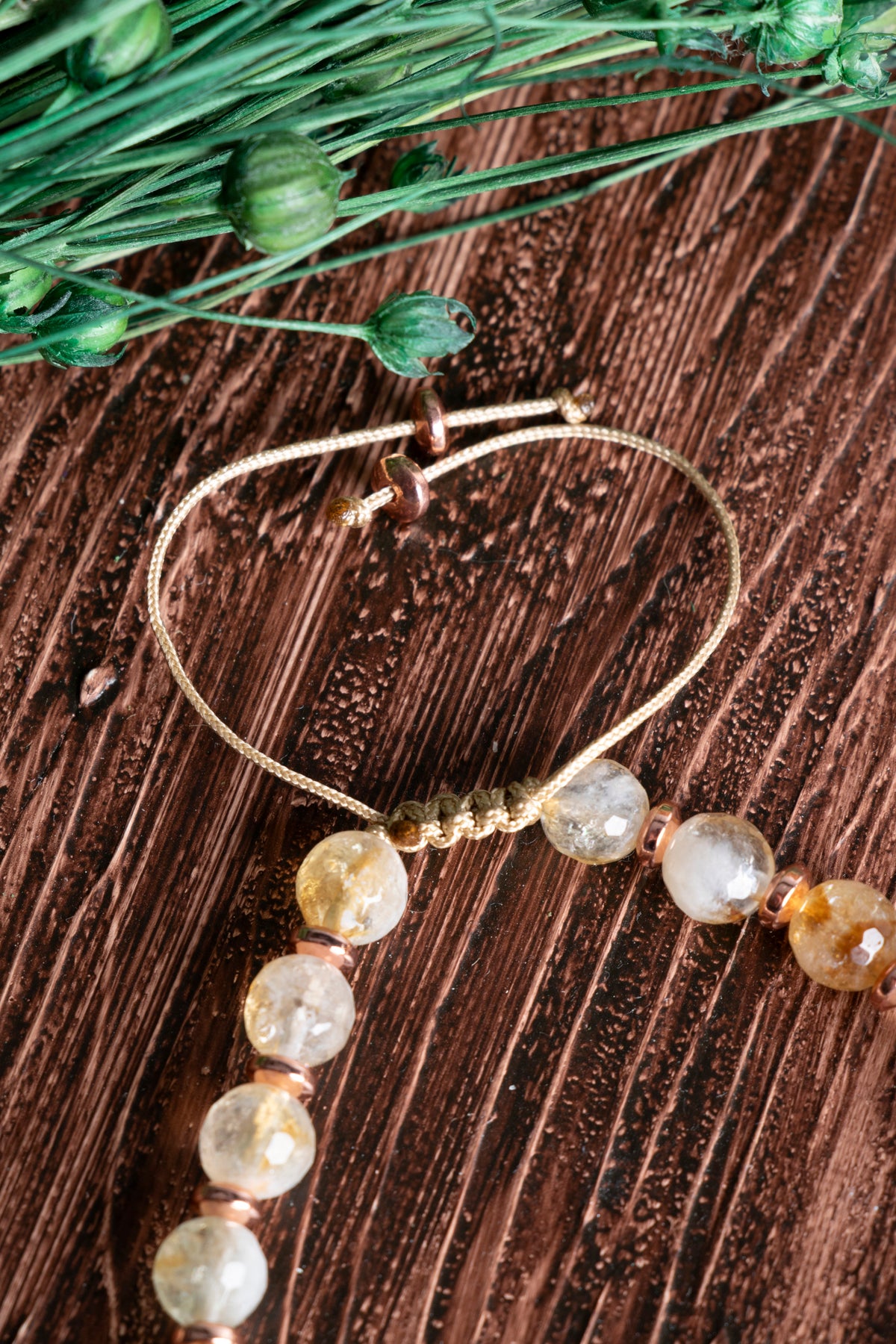 Image of Sertifikalı Sitrin Doğal Taş Zirkon Aparatlı Bileklik