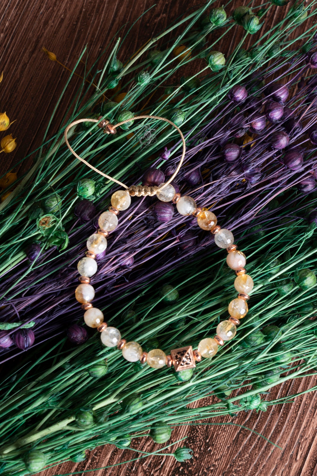 Image of Sertifikalı Sitrin Doğal Taş Zirkon Aparatlı Bileklik