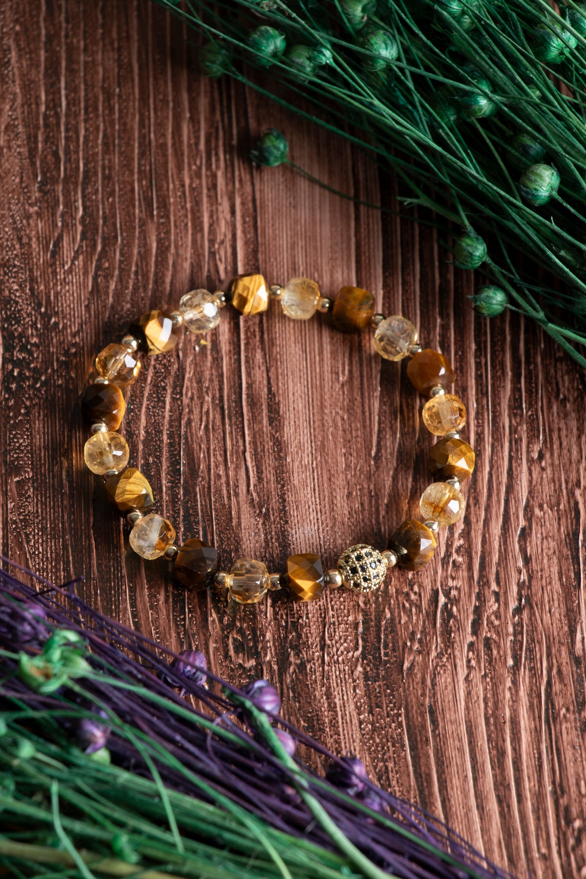 Image of Sertifikalı Kaplan Gözü Sitrin Hematit Doğal Taş Bileklik