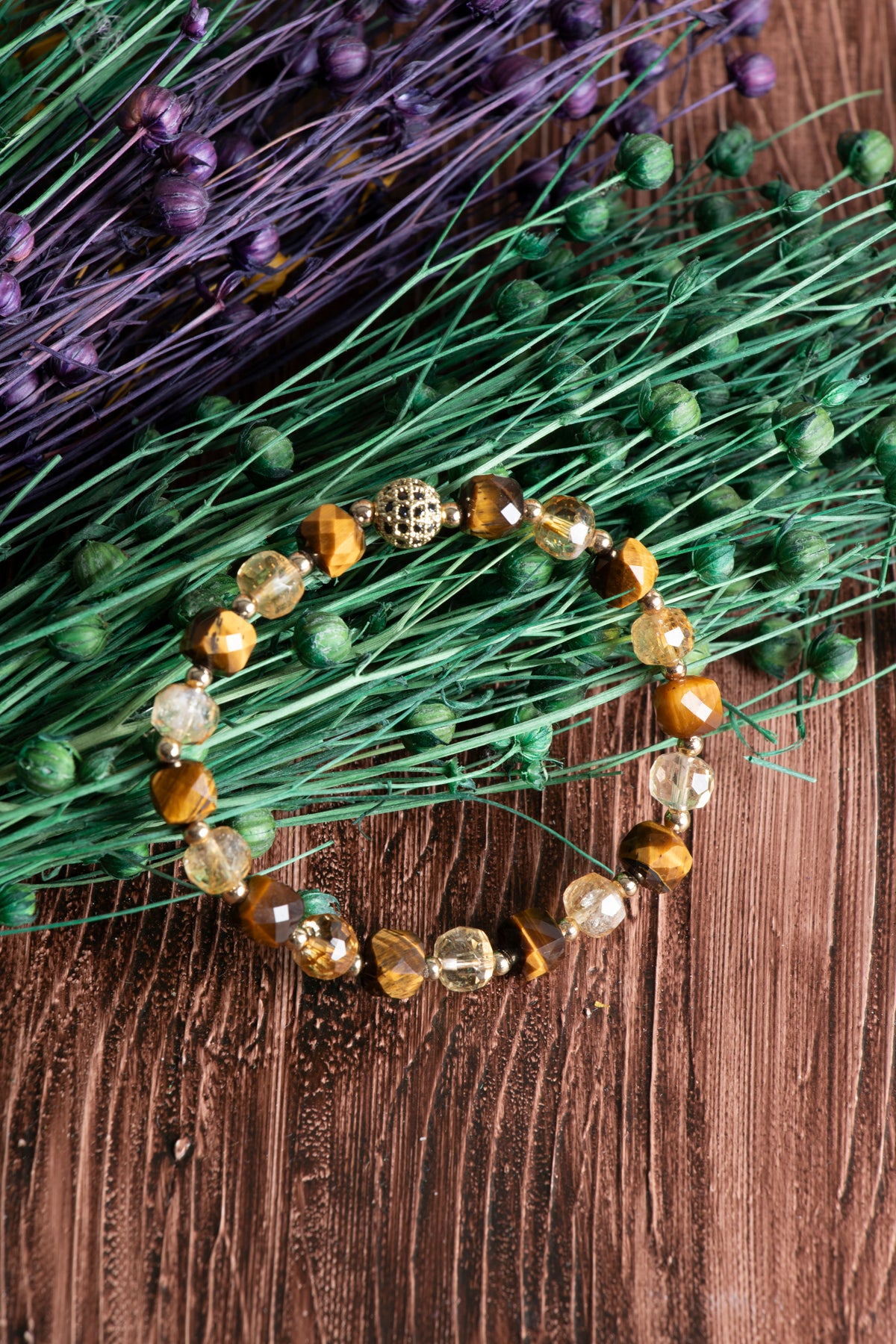 Image of Sertifikalı Kaplan Gözü Sitrin Hematit Doğal Taş Bileklik