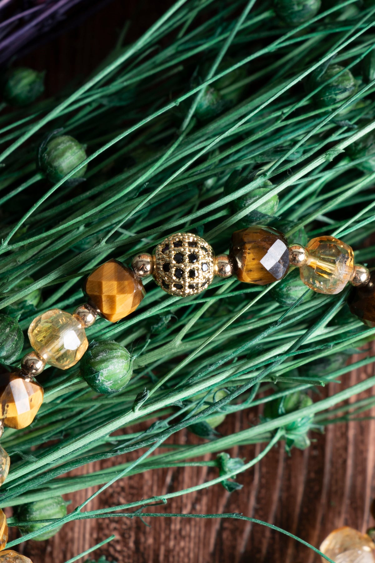 Image of Sertifikalı Kaplan Gözü Sitrin Hematit Doğal Taş Bileklik