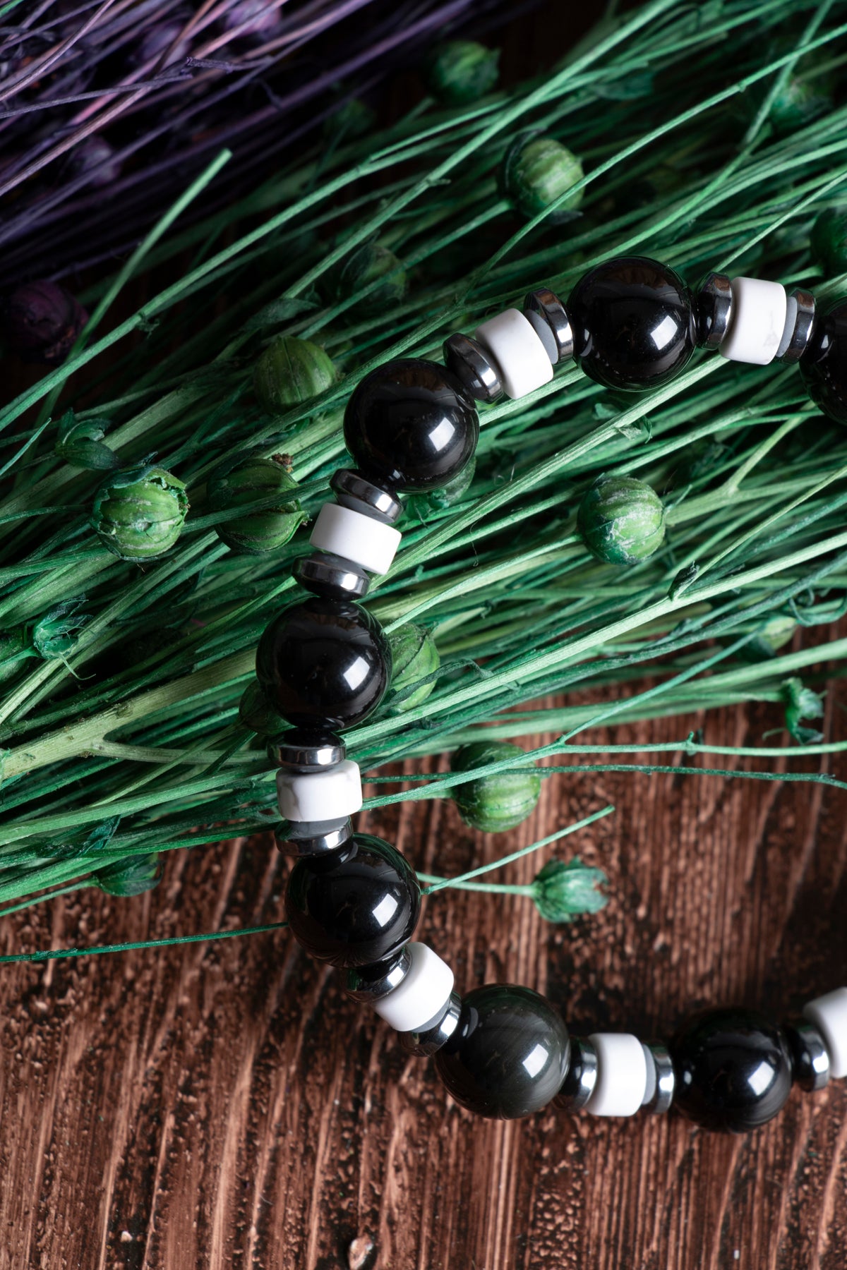 Image of Sertifikalı Obsidyen Havlit Hematit Doğal Taş Bileklik