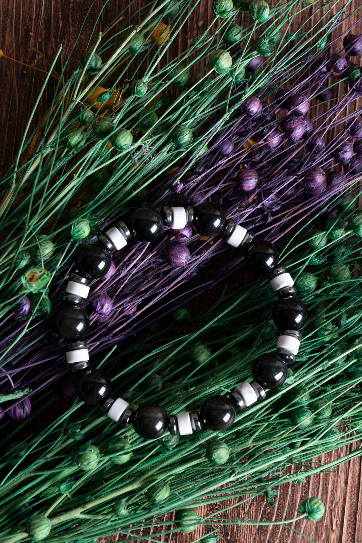 Image of Sertifikalı Obsidyen Havlit Hematit Doğal Taş Bileklik