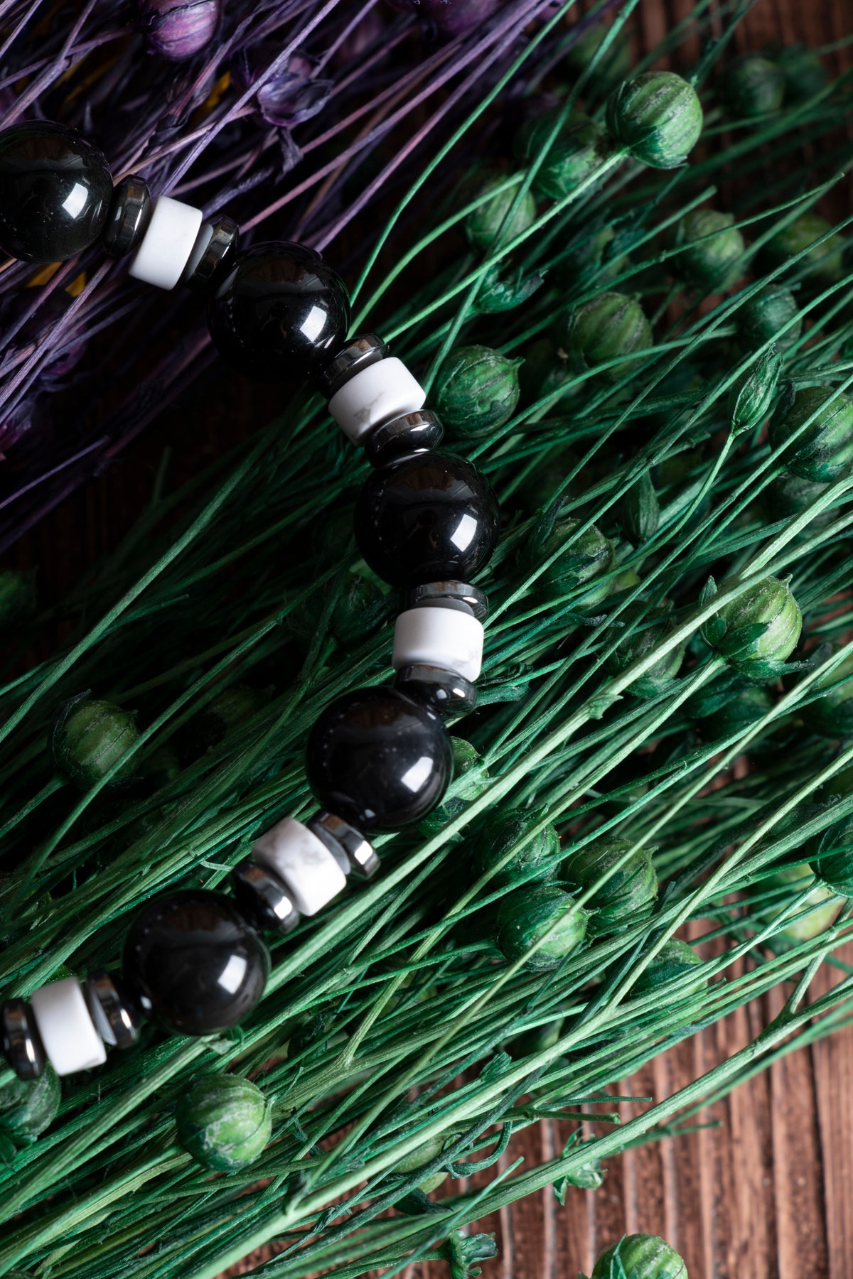 Image of Sertifikalı Obsidyen Havlit Hematit Doğal Taş Bileklik