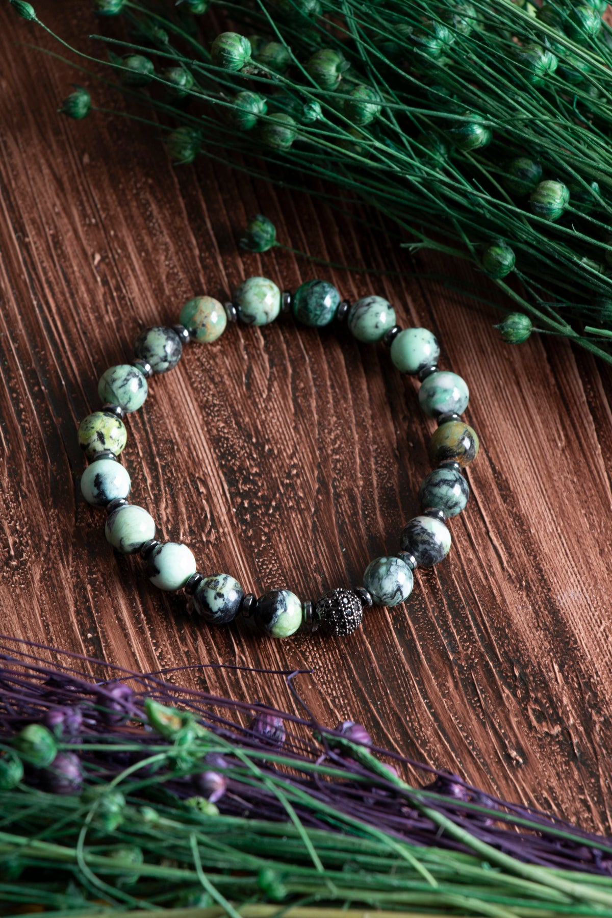 Image of Sertifikalı İspanyol Varisit Hematit Doğal Taş Bileklik