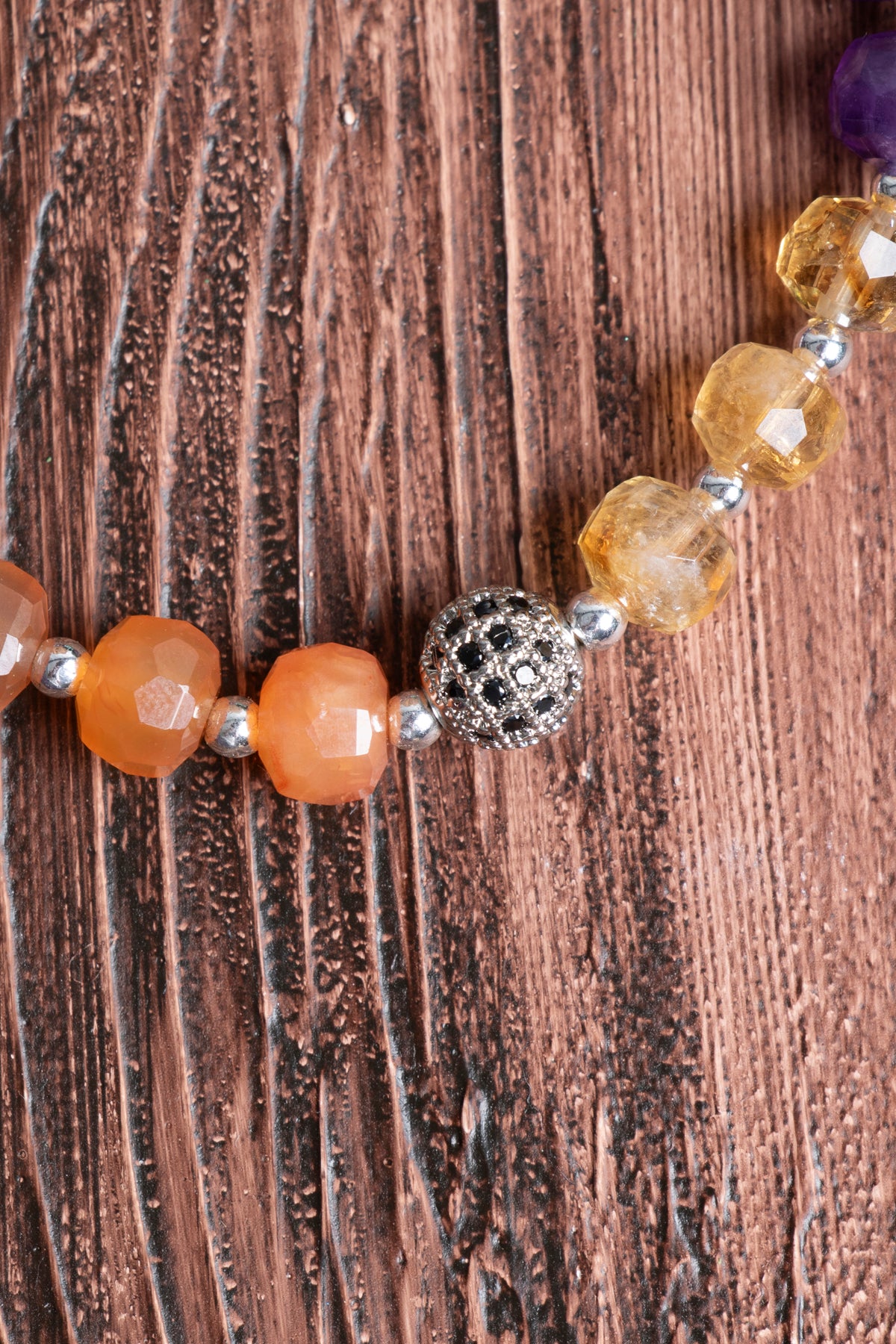 Image of Sertifikalı Çakra Bileklik Fasetli Taşlar Sitrin - Lapis Lazuli - Akik - Amazonit-Florit-Ametist