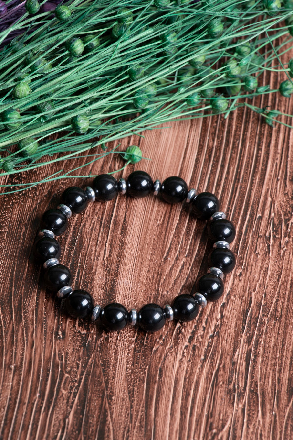 Orijinal Sertifikalı Obsidyen - Hematit (10mm) Doğal Taş Bileklik