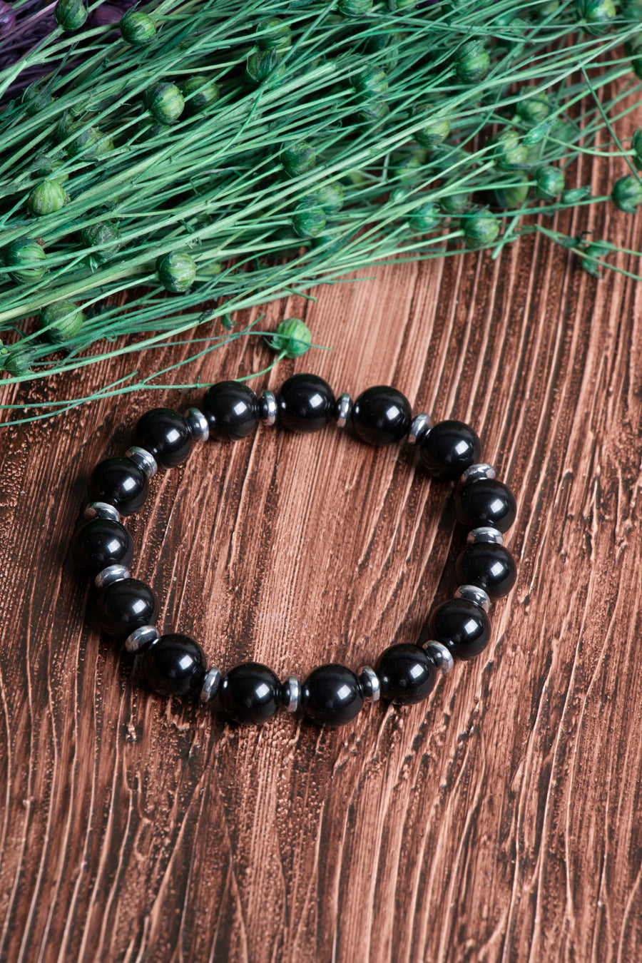 Orijinal Sertifikalı Obsidyen - Hematit (10mm) Doğal Taş Bileklik