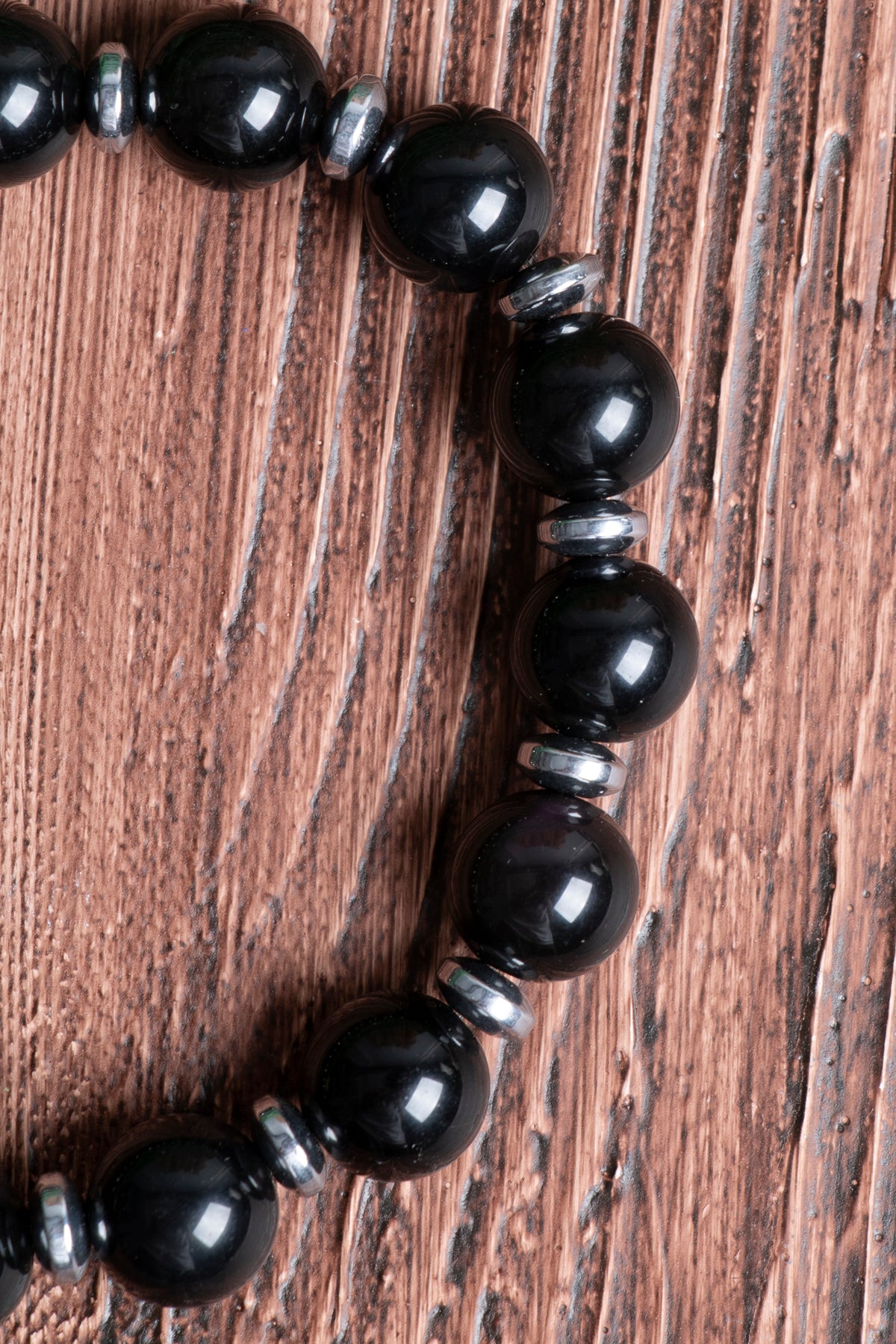 Orijinal Sertifikalı Obsidyen - Hematit (10mm) Doğal Taş Bileklik