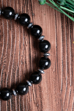 Image of Orijinal Sertifikalı Obsidyen - Hematit (10mm) Doğal Taş Bileklik