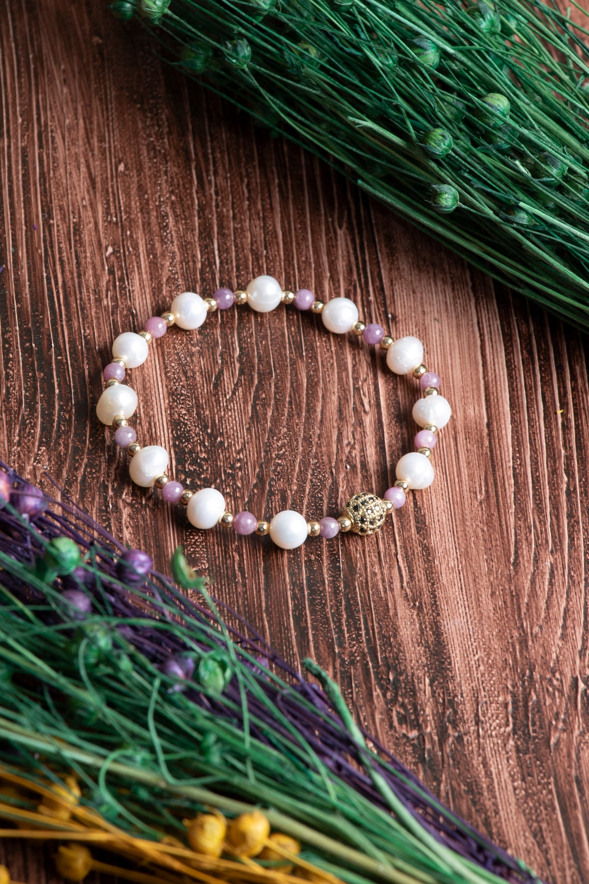 Image of Orijinal Sertifikalı İnci (8mm)- Yakut (5mm) Doğal Taş Bileklik