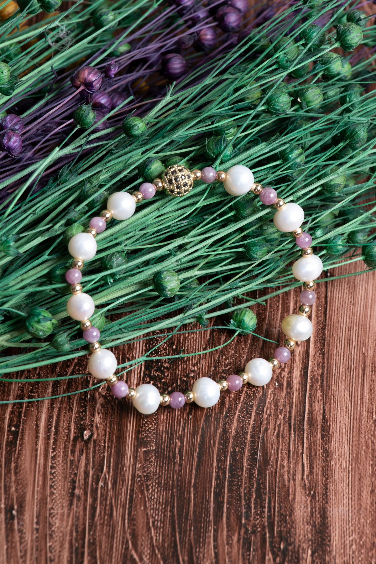 Image of Orijinal Sertifikalı İnci (8mm)- Yakut (5mm) Doğal Taş Bileklik