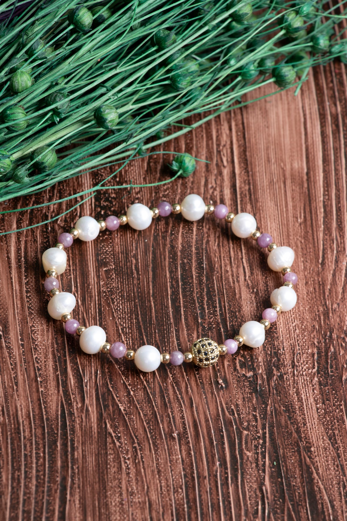 Image of Orijinal Sertifikalı İnci (8mm)- Yakut (5mm) Doğal Taş Bileklik