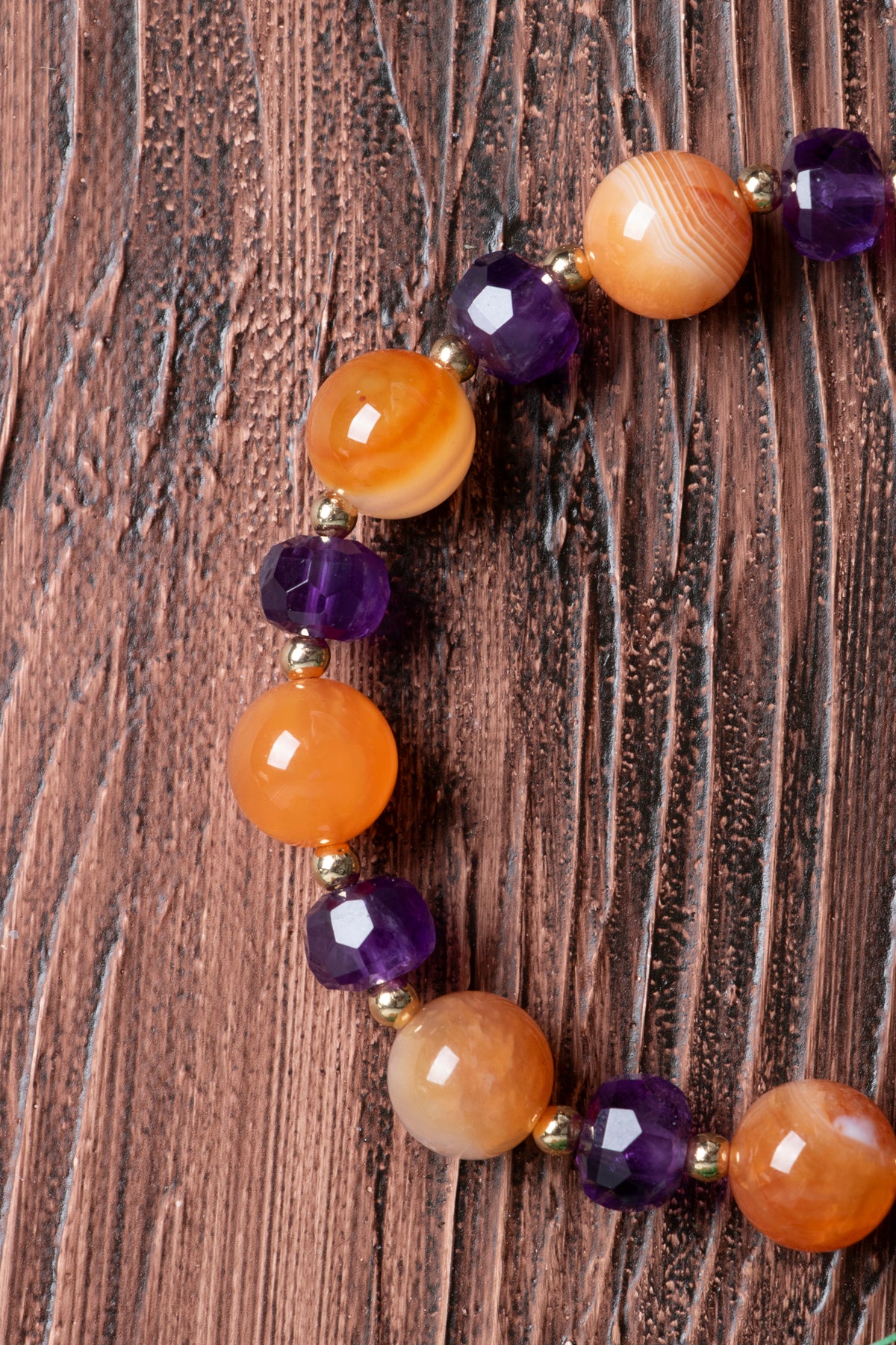 Image of Orijinal Sertifikalı Karnelyan Akik (10mm) - Ametist Fasetli (8mm) - Hematit Doğal Taş Bileklik